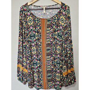 Matilda Jane Women's Top Size Medium The Pumpkin Patch Floral Long Sleeve Shirt